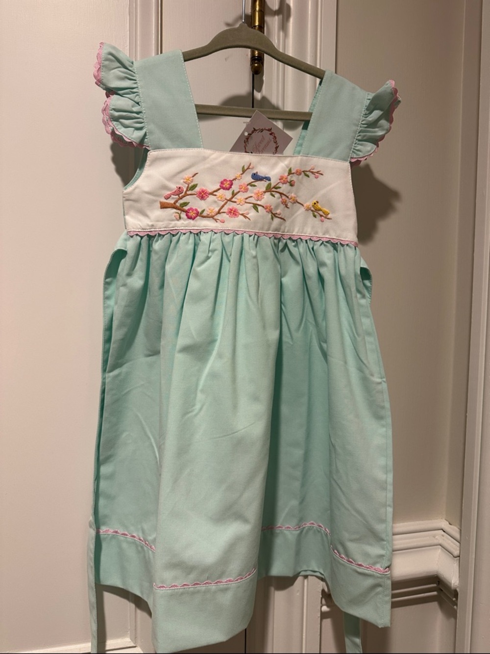 Sweet Dreams Mint Green Embroidered Sundress with Pink Accents